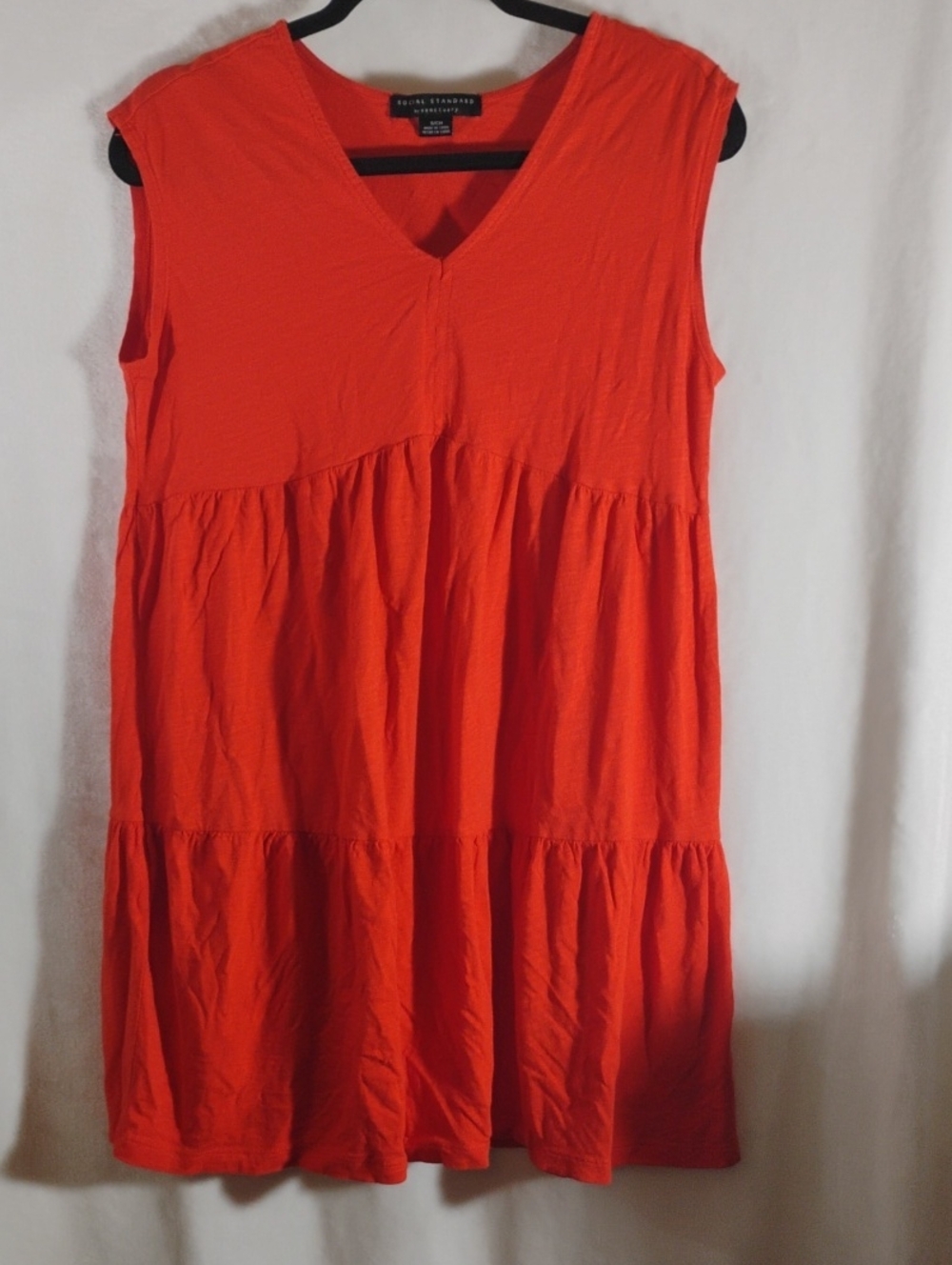 Sleeveless Tiered V-Neck Dress in Bright Orange Social Standard By Sanctuary
